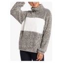 New Trendy Half-Zip Stand Up Collar Color Block Long Sleeve Fluffy Teddy Sweatshirt