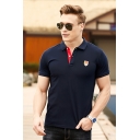 Summer Hot Trendy Short Sleeve Stand Collar JEANS Printed Logo Polo T Shirt
