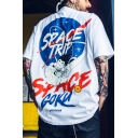 Guys Summer Space Comic Character Printed Oversized T-Shirt
