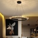 Art Deco Room Lights LED Black Metal Halo LED Chandelier for Bedroom Living Room