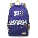 Trendy Floral Letter Star Printed Students Canvas School Bag Backpack 30*14.5*42cm