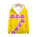 New Fashion Funny Octopus 3D Printed Long Sleeve Yellow Zip Up Hoodie