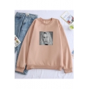 Hot Popular Singer Figure Printed Crewneck Long Sleeve Loose Relaxed Sweatshirt