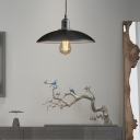 Domed Hanging Ceiling Fixtures Antiqued Steel Single-Bulb Pendant Lights for Bedroom