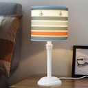 Multi-Colored Cylinder Accent Lamp Nautical Iron and Wood 1 Light Desk & Table Lamps for Childern Bedroom