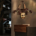 Wagon Wheel Pendant Chandelier Rustic Rope and Iron Hanging Light Fixtures for Dining Room