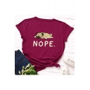 NOPE Letter Dog Printed Round Neck Short Sleeve Summer T-Shirt