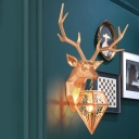 Diamond Shade Single Wall Mount Light with Deer Modernism Art Deco Resin Sconce Lamp