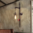Antique Bare Bulb Wall Mounted Light Metal 1 Bulb Pipe Wall Hanging Lights for Coffee Shop