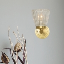 Crystal Glass Shade Wall Lamps Modern Metal 1 Light Wall Light Fixture in Brass for Corridor