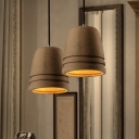 Modern Bell Shape Light Fixture Cement 1 Bulb Hanging Ceiling Lights with Adjustable Cord