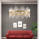 Brass Round Chandelier Light Fixture Modern Crystal Glass 6/8 Lights Pendant Lighting for Indoor