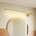 Mid Century Modern Linear Wall Sconce Metallic Led Bathroom Vanity Lighting in Gold
