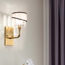 1 Light Shaded Wall Lighting Modern Glass and Crystal Unique Sconce Light Fixture in Brass for Living Room