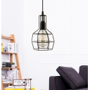 1 Light Black Hanging Pendant Light Loft Hanging Lamp with Wire Cage Guard for Living Room