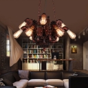 Antique Gear Hanging Lamp Retro Industrial Metal 9 Heads Pendant Lighting in Copper for Indoor