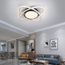Crossed Oval Ring Living Room Semi Flush Mount Acrylic Modern Ceiling Light in Black and White