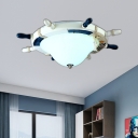 Nautical Kids Rudder Ceiling Light Frosted Glass Shade Led Flush Ceiling Light in Third Gear