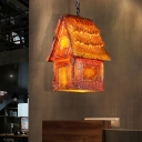 Resin Small House Pendant Light Fixtures Modern Industrial 1 Head Hanging Ceiling Light for Restaurant