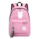 Fashion Comic Logo Printed Letter Ribbon Embellished Casual School Bag Backpack 30*16*44cm