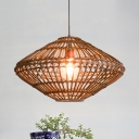 Weave Geometric Suspension Light Natural Modern 1 Light Hanging Light Fixture for Sitting Room