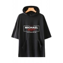New Trendy Letter Michael Scott Pattern Basic Short Sleeve Hooded Unisex T-Shirt