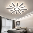 Acrylic Flush Mount Lighting with Sun Design Integrated Led White Ceiling Light Fixture