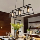 Pyramid Island Lighting Modern Iron 3 Heads Island-Light in Black for Dining Table