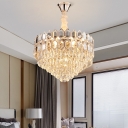 Champagne Gold Geometric Pendant Lighting Modern Crystal Sparkling Hanging Lamps for Dining Room