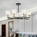 Cone-Shaped Chandelier Light Modern Iron Glass Ceiling Chandelier in Black with Brass for Living Room