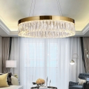 Round Crystal Hanging Ceiling Lights Modern Metal LED Ceiling Pendant Light Fixture for Villa