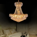 Candle Pendant Ceiling Lights for Villa, Traditional Crystal Bead Pendant Light Fixtures in Gold