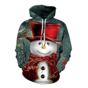 Christmas Snowman 3D Figure Printed Long Sleeve Unisex Pullover Hoodie