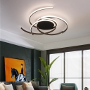 Acrylic Led Curved Flush Lighting Modern Simple Ceiling Flush Mount in Black/White