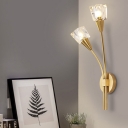 Novelty Crystal Wall Lamps Metal 2 Light Wall Light Fixture in Brass for Bedroom and Living Room