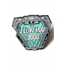 Fashion Comic Logo Letter I LOVE YOU 3000 Blue Brooch for Gift
