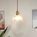 Crown Shade Ceiling Pendant Industrial Modern Clear Glass 1-Light Cord Pendant, Brass Finish