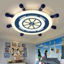 Integrated Led Rudder Ceiling Light Modern Style Metal Flush Mount Light for Children Room