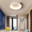White Halo Flush Mount Light Nordic Simple LED Metal Ceiling Light Fixture for Bedroom