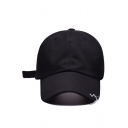 Cool Metal Ring Embellished Black Cap Hat