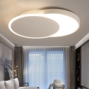 Circle Flush Mount Lighting Contemporary Acrylic LED Living Room Lighting Fixture in White