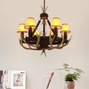 Tapered Hanging Light with Resin Antler 6 Light Village Chandelier Lamp for Resturant