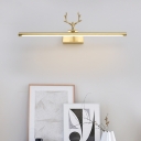 Tubular Vanity Light with Antler Mid Century Modern Adjustable Led Wall Mount Light in Gold