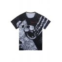 Hot Popular Black and White Bear Printed Round Neck Short Sleeve Unisex T-Shirt