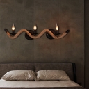 Linear Wall Mounted Light Country Rope 3-Light Candle Wall Sconce Lighting for Restaurant
