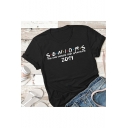 SENIORS Letter Printed Round Neck Short Sleeve Casual Loose Summer T-Shirt