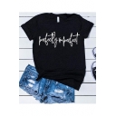 Perfectly Imperfect Funny Street Letter Printed Short Sleeve Black Tee