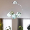Sphere Chandelier Pendant Light Contemporary Blown Glass and Iron Swirl Chandelier Lighting Fixture