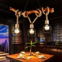 Caged Island Chandelier Village Iron 3 Heads Island Lighting with Rope over Kitchen Island