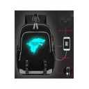 New Trendy Stark Wolf Head Printed USB Charge Students Laptop Bag School Bag 30*15*44cm